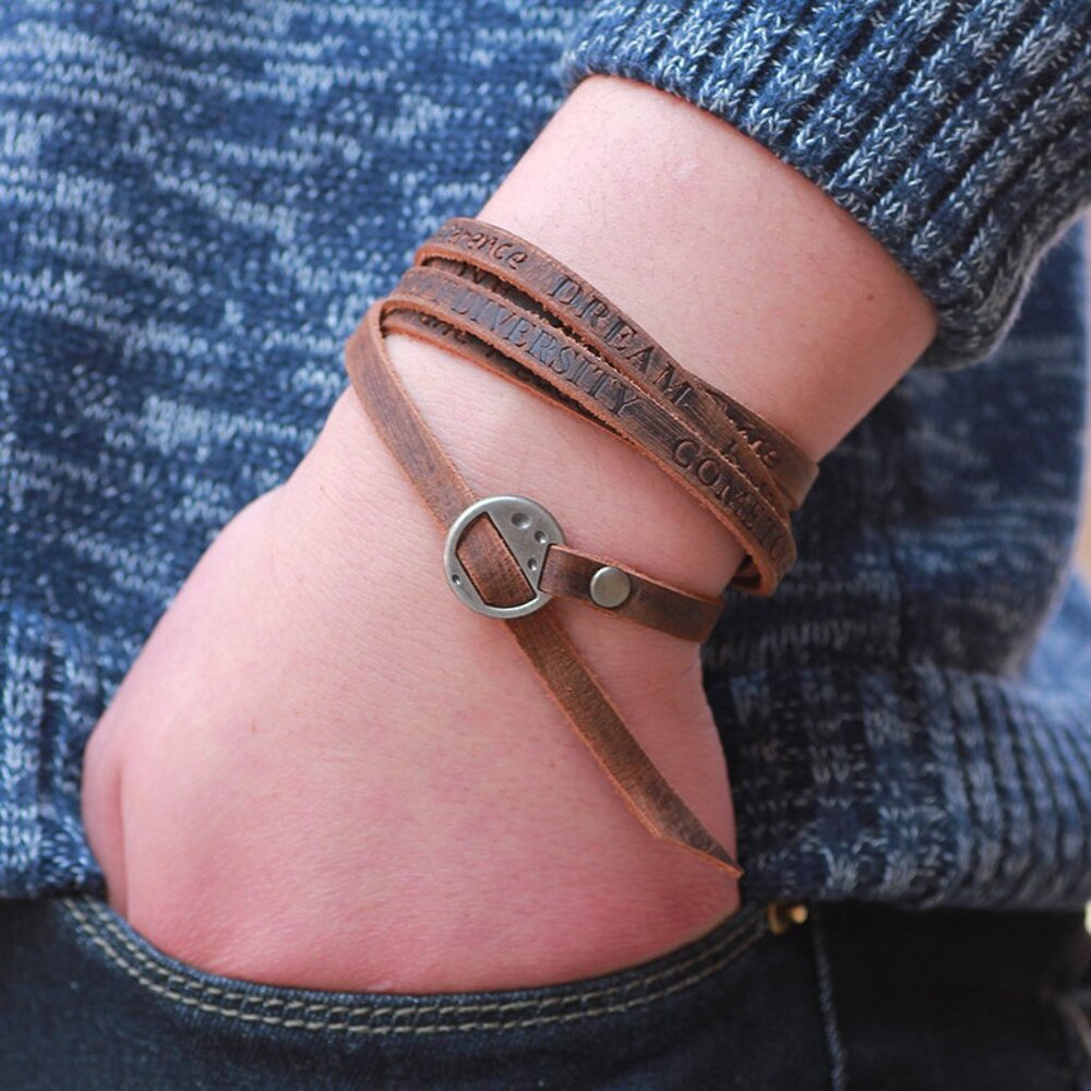 NWOT - Inspirational Natural leather wrap bracelet or Thin cowhide Belt - Picture 2 of 3